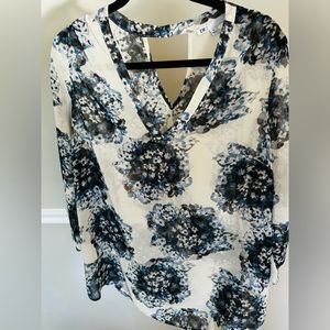 Womens DR2 3/4 Sleeve Floral Blouse Size XL